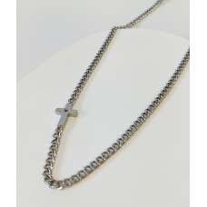 Ατσάλινο κολιέ με σταυρό και ζιργκόν STN01